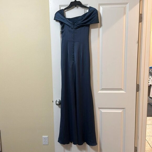 ASOS Design Blue Occasion Maxi Dress Off Shoulder Formal Gown Party - Picture 5 of 11